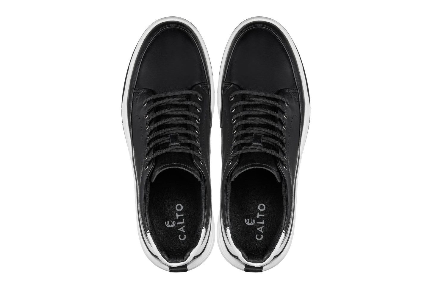CALTO - Y7150 - 2.6 Inches Taller (Black) - Leather Ankle Top Sneak-Boot Tallmenshoes.com
