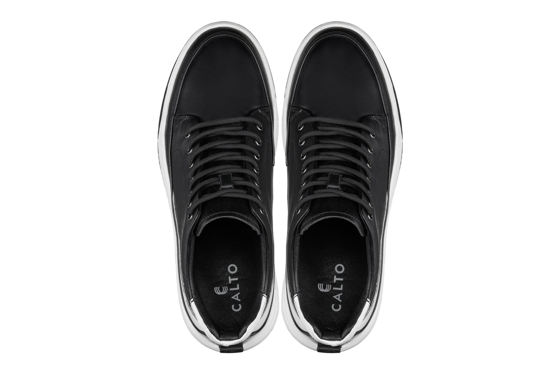 CALTO - Y7150 - 2.6 Inches Taller (Black) - Leather Ankle Top Sneak-Boot Tallmenshoes.com