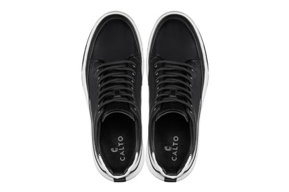 CALTO - Y7150 - 2.6 Inches Taller (Black) - Leather Ankle Top Sneak-Boot Tallmenshoes.com