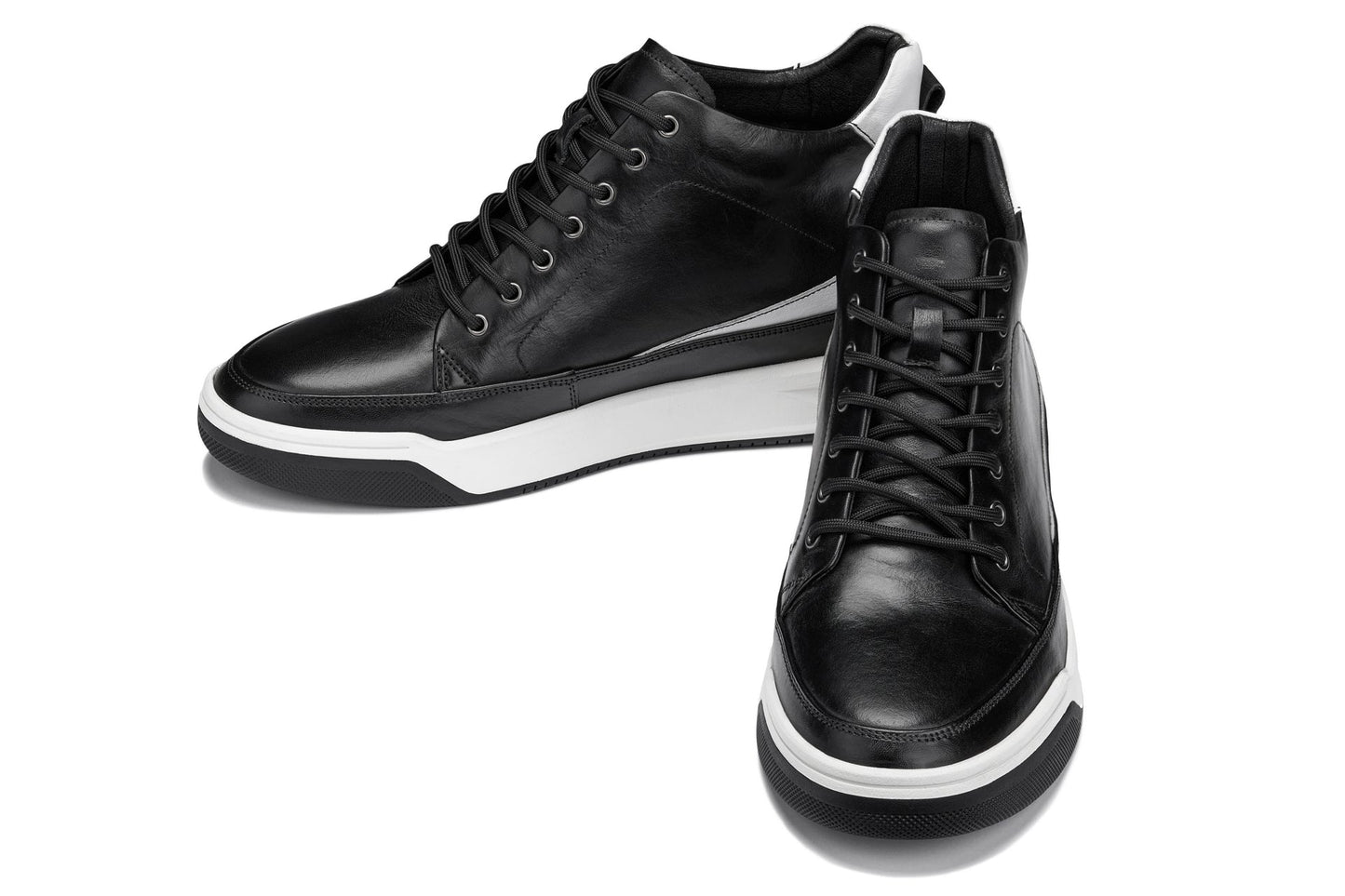 CALTO - Y7150 - 2.6 Inches Taller (Black) - Leather Ankle Top Sneak-Boot Tallmenshoes.com