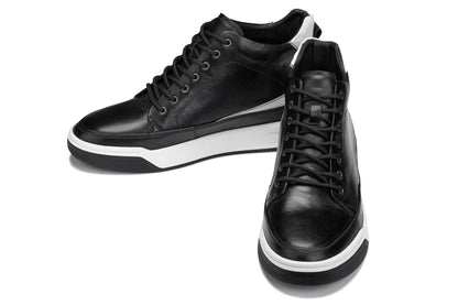 CALTO - Y7150 - 2.6 Inches Taller (Black) - Leather Ankle Top Sneak-Boot Tallmenshoes.com