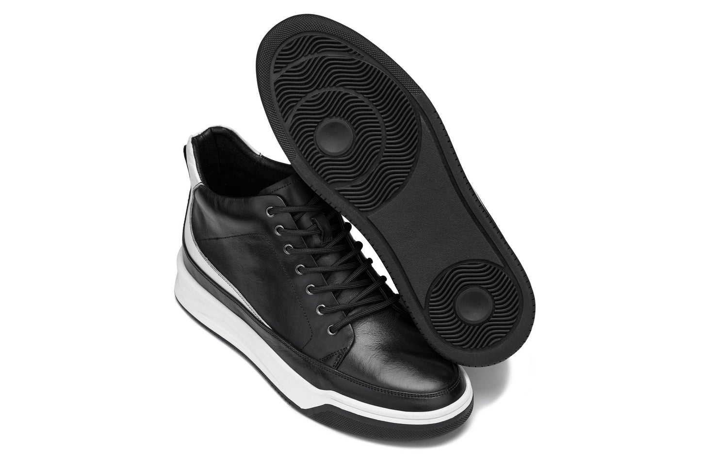 CALTO - Y7150 - 2.6 Inches Taller (Black) - Leather Ankle Top Sneak-Boot Tallmenshoes.com