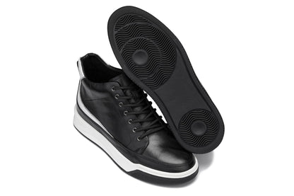 CALTO - Y7150 - 2.6 Inches Taller (Black) - Leather Ankle Top Sneak-Boot Tallmenshoes.com