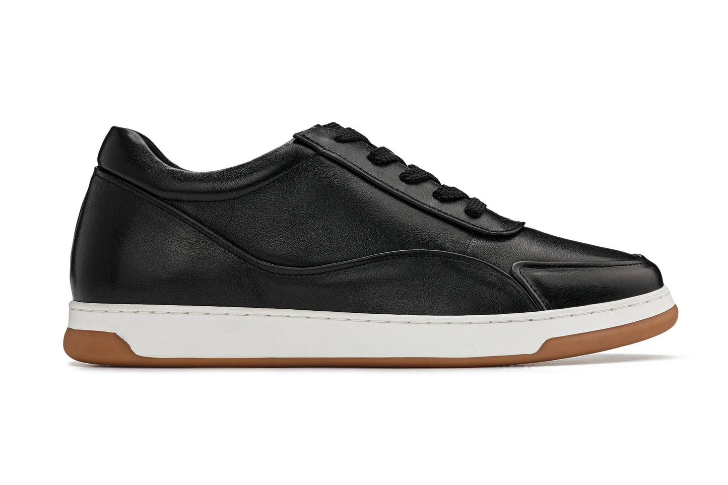 CALTO - Y7885 - 2.6 Inches Taller (Black/White & Gum Sole) - Elevated Leather Sneakers Tallmenshoes.com
