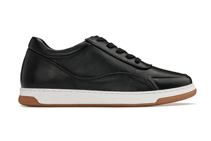 CALTO - Y7885 - 2.6 Inches Taller (Black/White & Gum Sole) - Elevated Leather Sneakers Tallmenshoes.com