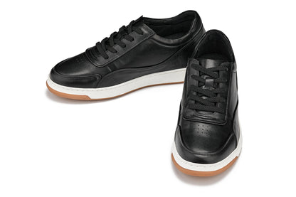 CALTO - Y7885 - 2.6 Inches Taller (Black/White & Gum Sole) - Elevated Leather Sneakers Tallmenshoes.com