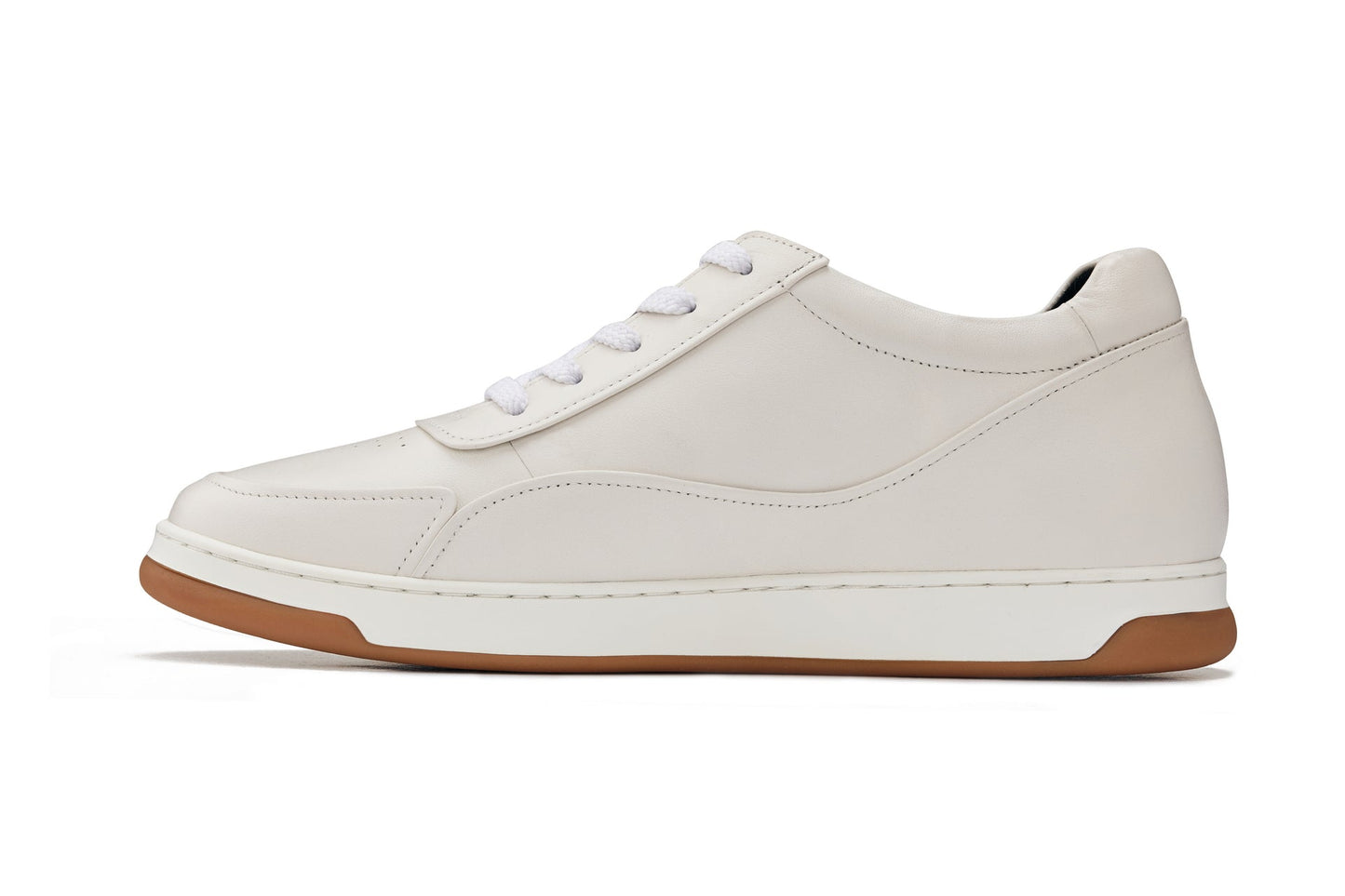 CALTO - Y7886 - 2.6 Inches Taller (Off-White/White & Gum Sole) - Elevated Leather Sneakers Tallmenshoes.com