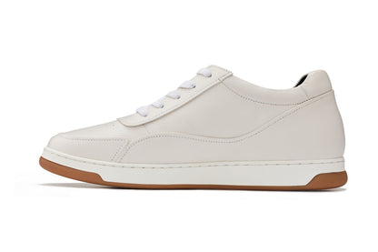CALTO - Y7886 - 2.6 Inches Taller (Off-White/White & Gum Sole) - Elevated Leather Sneakers Tallmenshoes.com