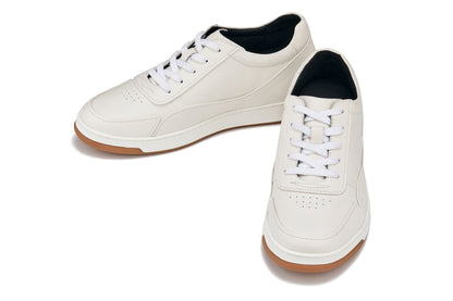 CALTO - Y7886 - 2.6 Inches Taller (Off-White/White & Gum Sole) - Elevated Leather Sneakers Tallmenshoes.com