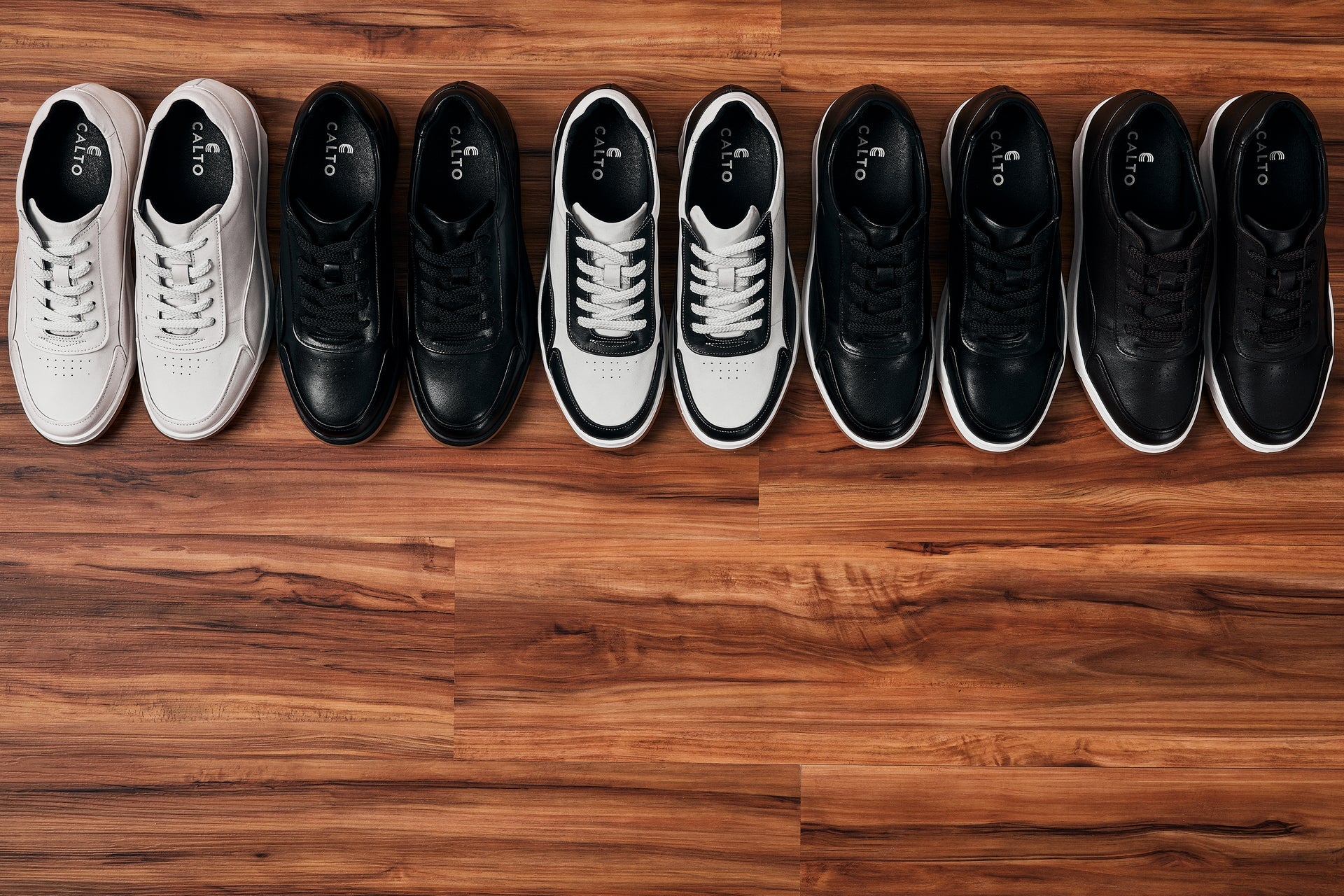 CALTO - Y7886 - 2.6 Inches Taller (Off-White/White & Gum Sole) - Elevated Leather Sneakers Tallmenshoes.com