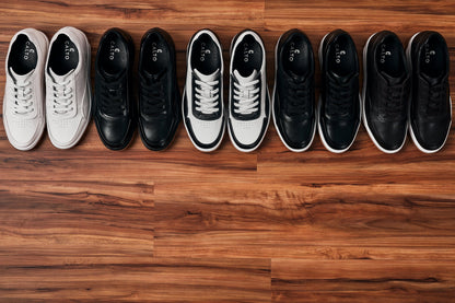 CALTO - Y7886 - 2.6 Inches Taller (Off-White/White & Gum Sole) - Elevated Leather Sneakers Tallmenshoes.com