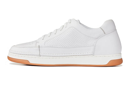CALTO - Y7932 - 2.6 Inches Taller (White/Off-White & Gum Sole) - Elevated Micro-Perforated Leather Sneakers Tallmenshoes.com