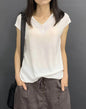 Women's Loose Fit V-Neck Short Sleeve Knit Top