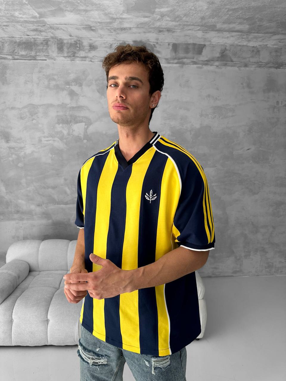 Yellow Black Striped Cotton T-Shirt / Jersey Style Sporty Tee Withinblack