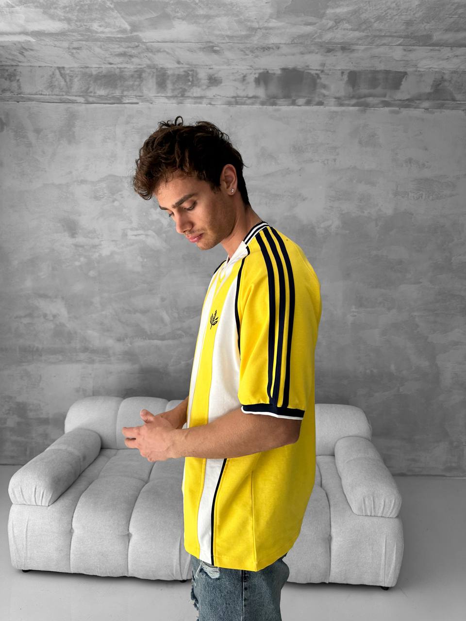 Yellow Black Striped Cotton T-Shirt / Jersey Style Sporty Tee Withinblack