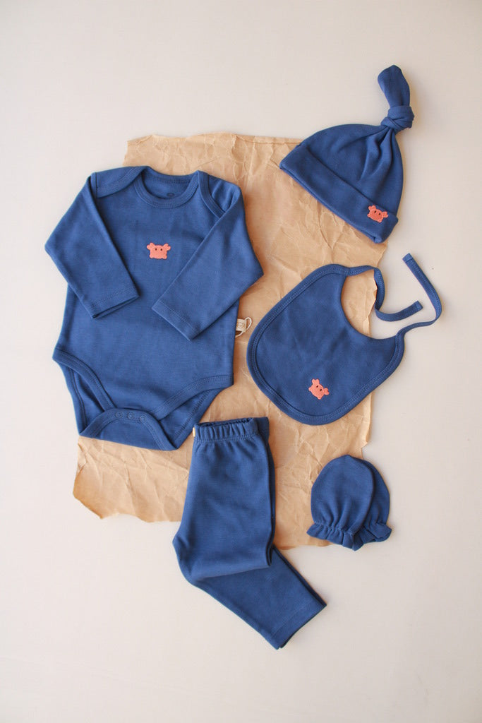 Crab Patterned 5 Piece Newborn Set Honey and Hive