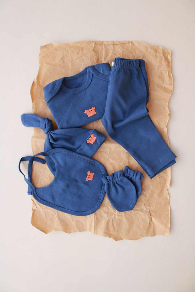 Crab Patterned 5 Piece Newborn Set Honey and Hive