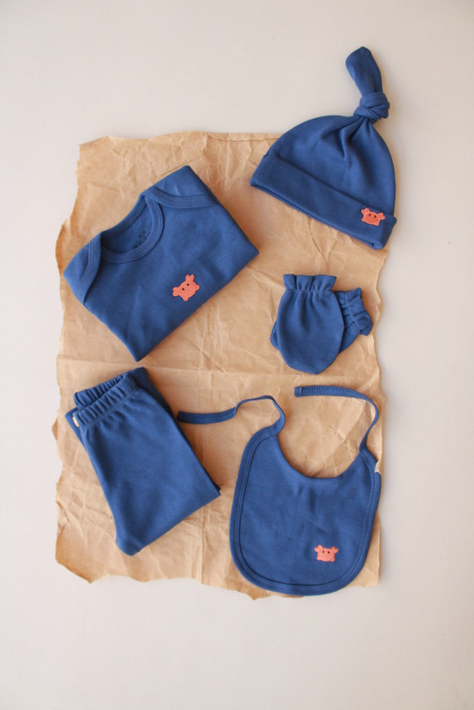 Crab Patterned 5 Piece Newborn Set Honey and Hive