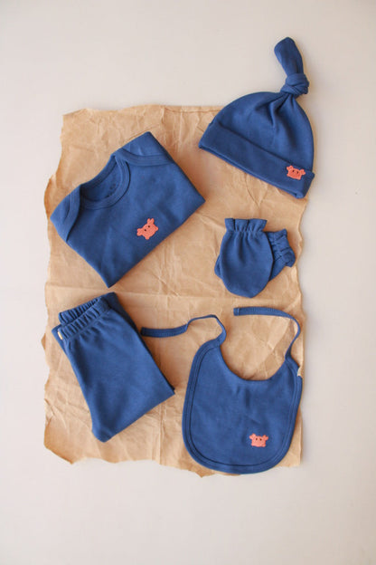 Crab Patterned 5 Piece Newborn Set Honey and Hive