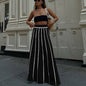 Striped Knitted Skirt with Tassels for Women