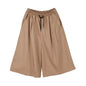 Loose-Fit Cropped Wide-Leg Pants with Elastic Waist