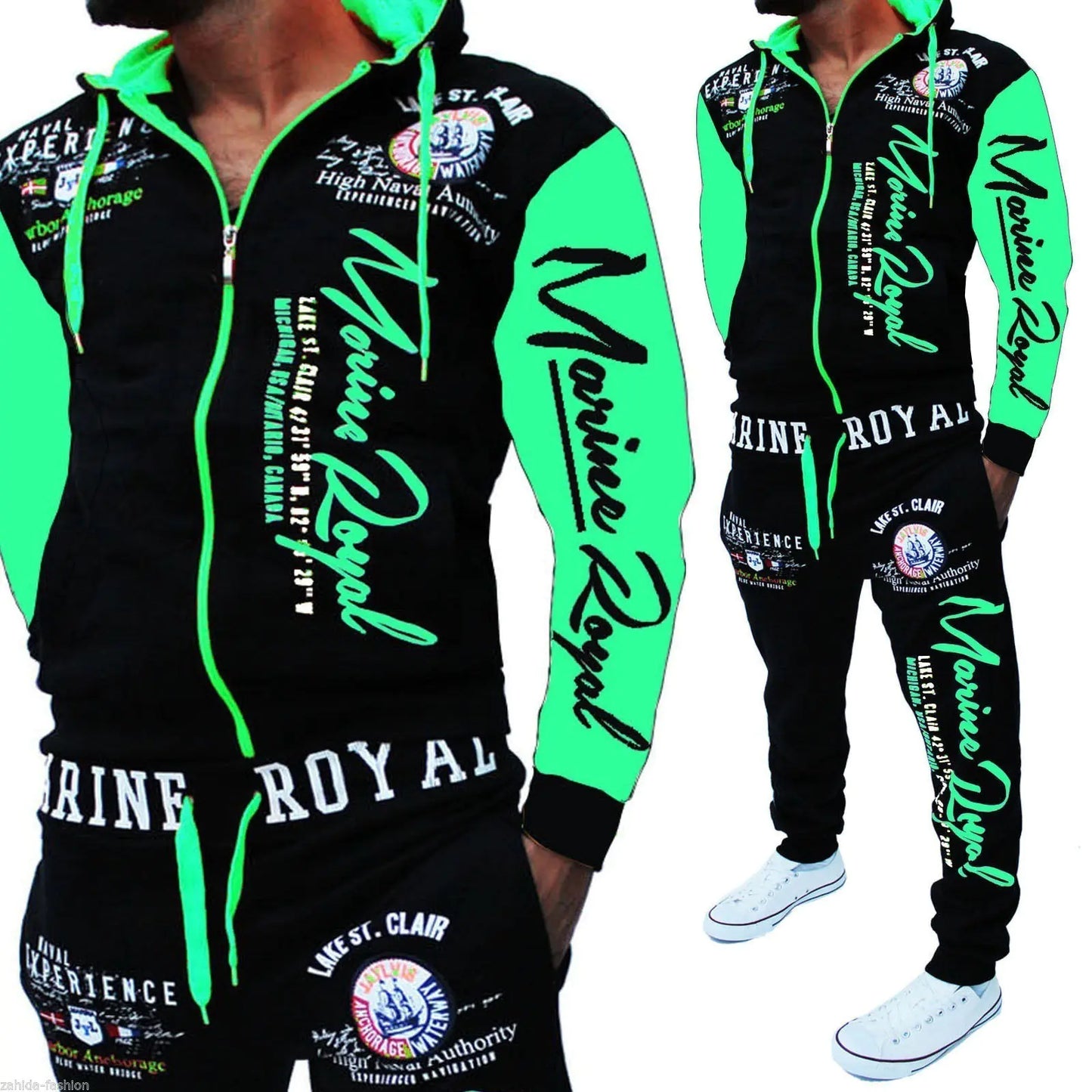 Men's Casual Drawstring Waist Letter Print Sports Set
