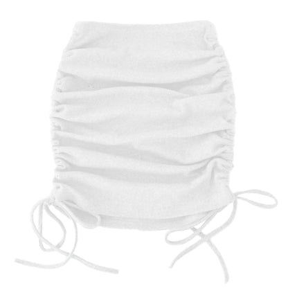 Women's Stretch Pleated Skirt with Drawstring Design