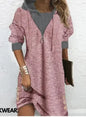 Women's Long Sleeve Round Neck Patchwork Blouse