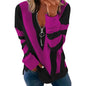 Printed Long Sleeve V-Neck Casual Loose Sweatshirt
