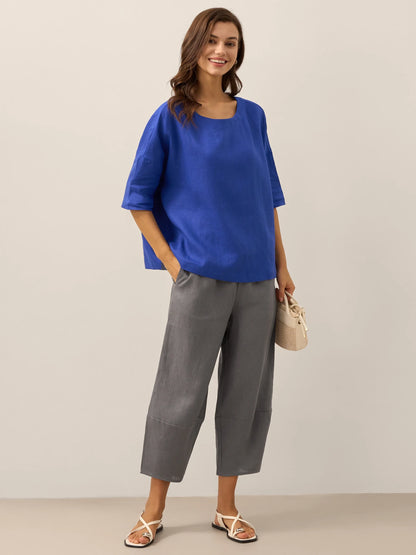 100% Linen Crop Pants RORY LINTICO