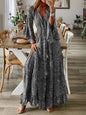 Bohemian Floral Print Maxi Dress with V-Neck