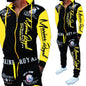 Men's Casual Drawstring Waist Letter Print Sports Set