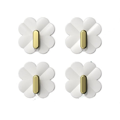 A Box of 4 Four-leaf Clover Hooks Punch-free Strong Sticky Bathroom Hook Light Luxury Household Wall Nail-free Key Storage Hook Cute Plastic Hooks Self-Adhesive Suitable Wall Bracket Self-Adhesive Hook Strong Adhesive Hanging on the Wall Stevvex
