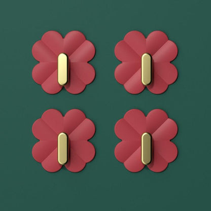 A Box of 4 Four-leaf Clover Hooks Punch-free Strong Sticky Bathroom Hook Light Luxury Household Wall Nail-free Key Storage Hook Cute Plastic Hooks Self-Adhesive Suitable Wall Bracket Self-Adhesive Hook Strong Adhesive Hanging on the Wall Stevvex