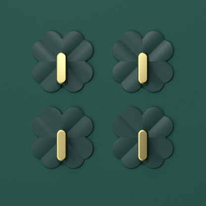 A Box of 4 Four-leaf Clover Hooks Punch-free Strong Sticky Bathroom Hook Light Luxury Household Wall Nail-free Key Storage Hook Cute Plastic Hooks Self-Adhesive Suitable Wall Bracket Self-Adhesive Hook Strong Adhesive Hanging on the Wall Stevvex