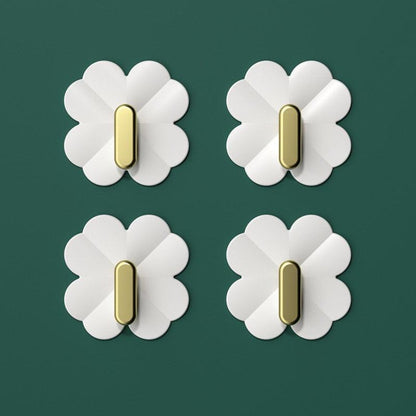 A Box of 4 Four-leaf Clover Hooks Punch-free Strong Sticky Bathroom Hook Light Luxury Household Wall Nail-free Key Storage Hook Cute Plastic Hooks Self-Adhesive Suitable Wall Bracket Self-Adhesive Hook Strong Adhesive Hanging on the Wall Stevvex
