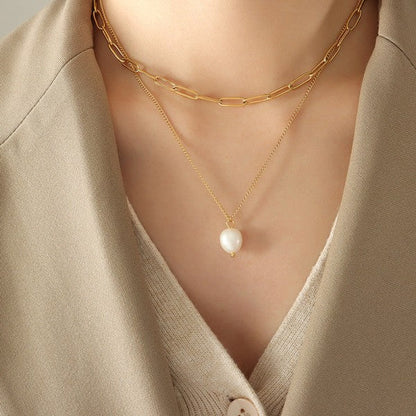 18K Gold Plated Elegance Pearl Link Necklace Shop Style & More | Fresh Looks, Everyday Deals & Free Shipping
