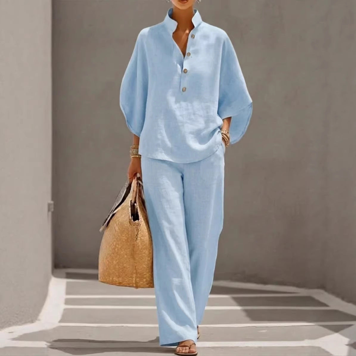 Women’s Casual Shirt and Full-Length Pants Set FitiqueFit