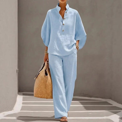 Women’s Casual Shirt and Full-Length Pants Set FitiqueFit
