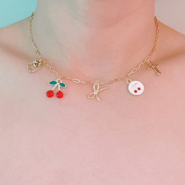 Cherry Chic Charm Necklace – Bow, Cross & More Shop Style & More | Fresh Looks, Everyday Deals & Free Shipping