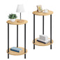 Small Round Table Set of 2 End Tables Living Room Side Tables for Small Spaces 2 Tiers Rustic Accent Tables Night Stands for Bedrooms Coffee Tables With Storage Shelf New Era Fashion LLc