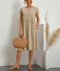 Women's Cotton Round Neck A-line Skirt Dress Grayceful LLC