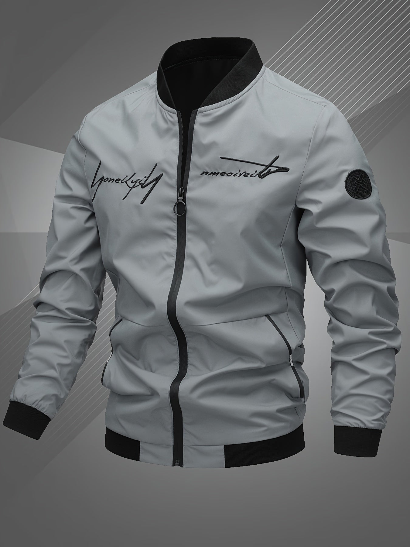 Men'S Letter Embroidered Casual Bomber Jacket, Mens Winter Jackets And Coats, Fridays Items, Mens Gifts Ideas, Gifts for Men, Thermal Wear for Men, Christmas Gifts, Suitable for Everyday Life, Home, Outdoor, Work, And Leisure NovaCart