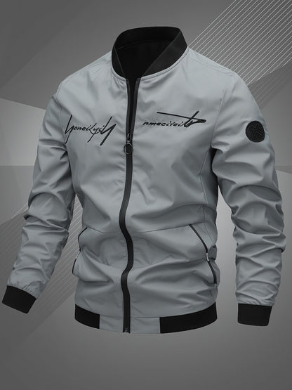 Men'S Letter Embroidered Casual Bomber Jacket, Mens Winter Jackets And Coats, Fridays Items, Mens Gifts Ideas, Gifts for Men, Thermal Wear for Men, Christmas Gifts, Suitable for Everyday Life, Home, Outdoor, Work, And Leisure NovaCart