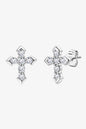 Moissanite Elegance Cross Stud Earrings – Minimalist Design in Platinum-Plated Silver See size chart under “more details” The Fashion Celestial
