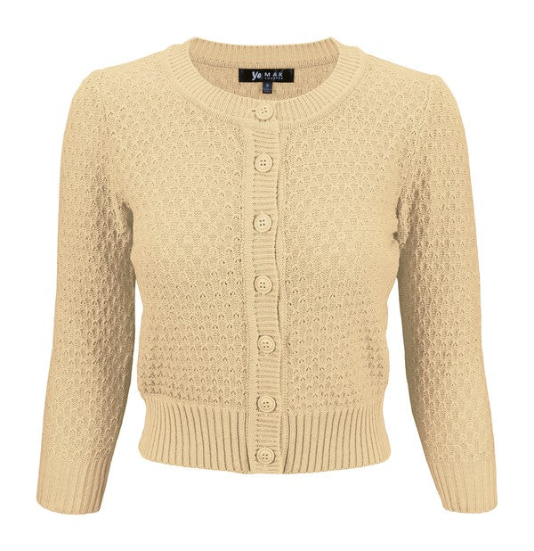 3/4 Sleeve Cute Pattern Cropped Cardigan Sweater Shop Style & More | Fresh Looks, Everyday Deals & Free Shipping