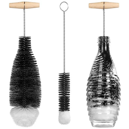Soda Stream Bottle Brush with Beechwood Handle Glassware Jars Cleaner Kitchen Cleaning Tool Drink Bottle Cup Cleaning Brush