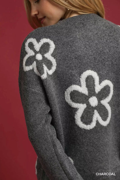 Umgee Round Neck Sweater Accents FitiqueFit