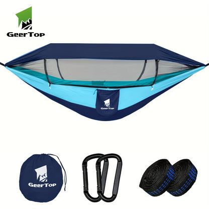 [3-in-1 Hammock] GEERTOP 3-in-1 Outdoor Hammock | Double Sleep Rest Camping Hammock with Mosquito Net Sun Shelter for Backpacking Travel Garden Park NovaCart