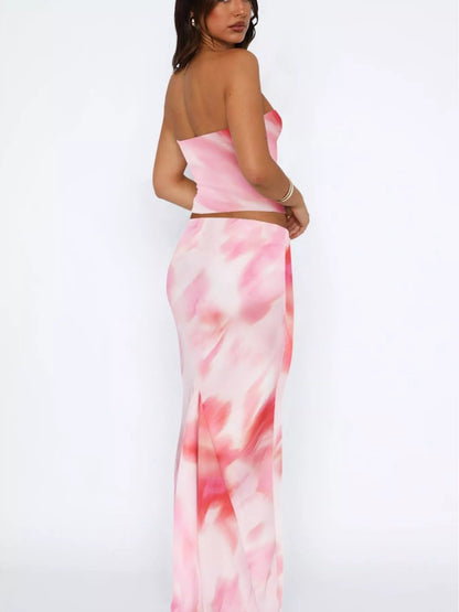 Printed Tube Top and Skirt Set New Era Fashion LLc